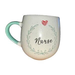 Vintage Ceramic Mug "Nurse" Encircled With Seafoam Green Vine